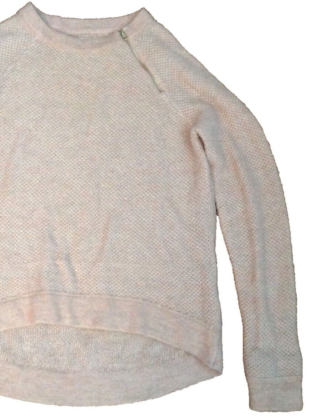 ABERCROMBIE & FITCH PINK GOLD METALLIC KNIT STRETCH ZIP NECK SWEATER WOMENS XS